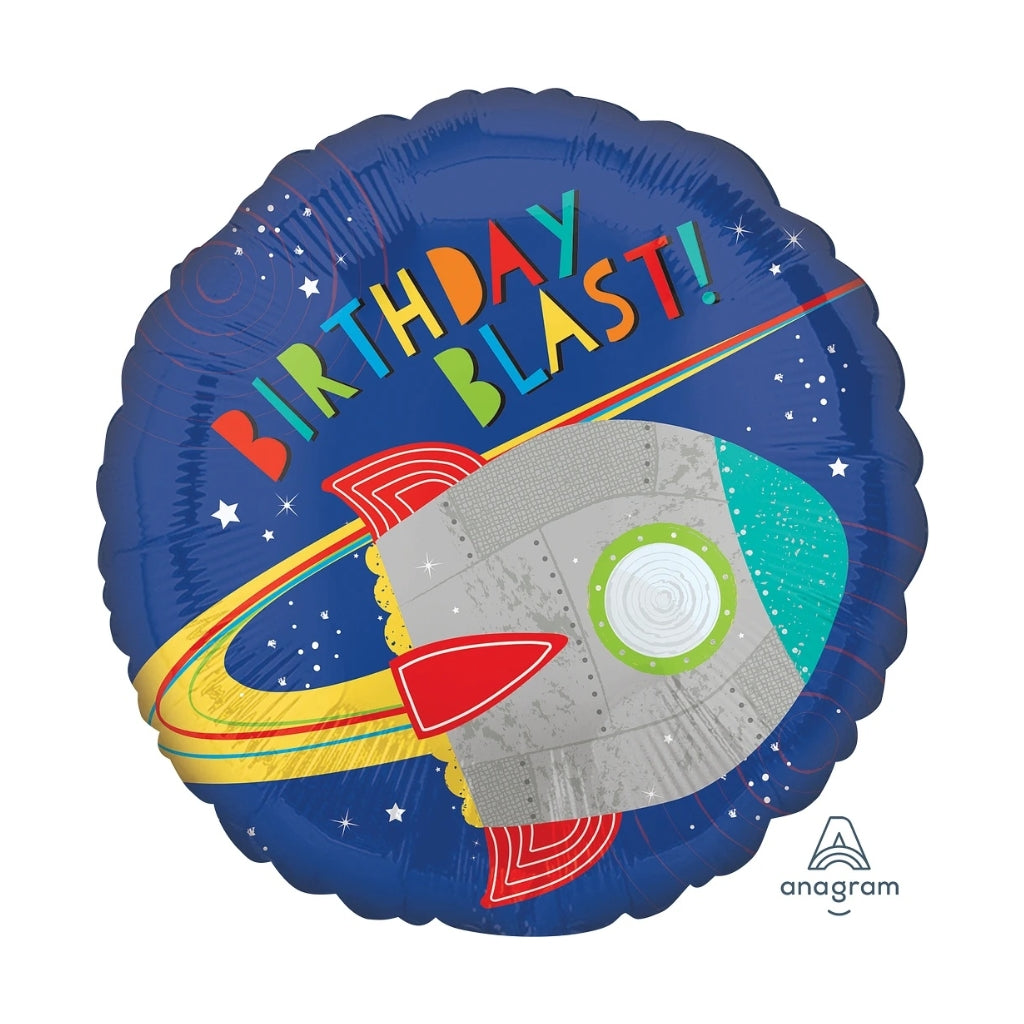 Blast Off Birthday balloon foil 17" space