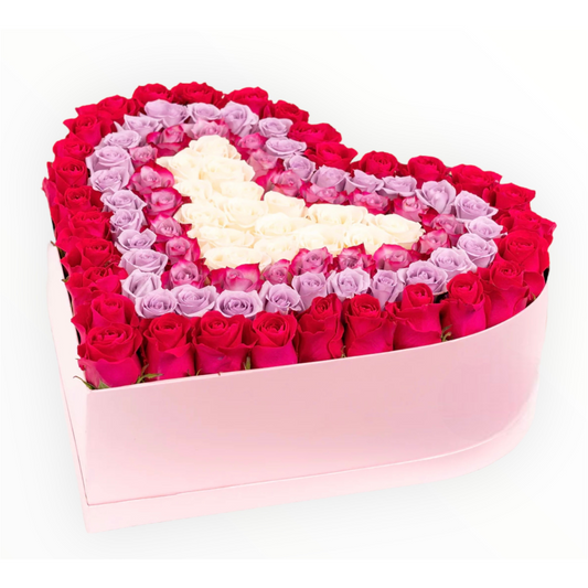 The Heart rose box 3D Single