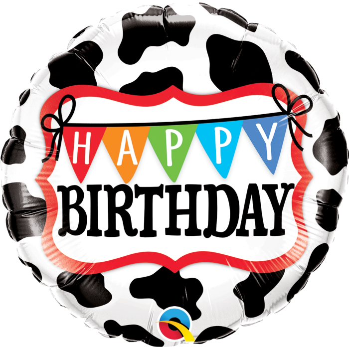Holstein Cow B'day Pkg balloon foil 18"