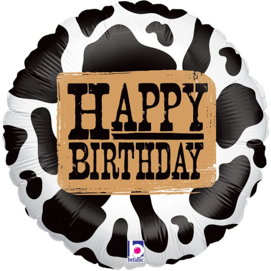 Western B'day Foil Balloon 18 in. cow