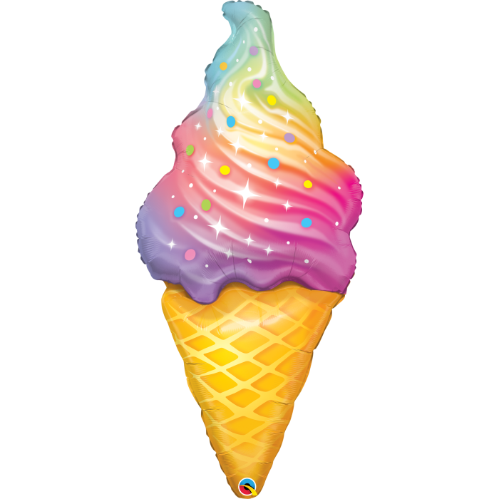 Rainbow Swirl Ice Cream Foil Balloon 45 in.