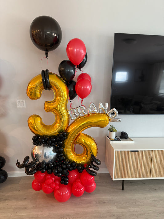 Balloons bouquet HBD number