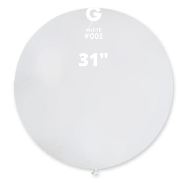 Solid White Balloons Gemar #001 size 5" 12" 19" 31"