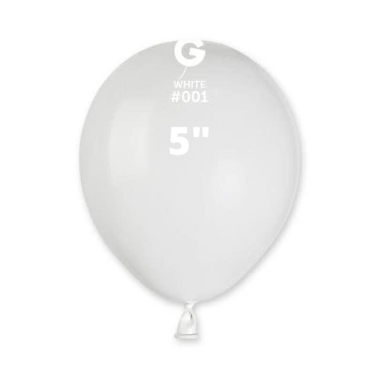 Solid White Balloons Gemar #001 size 5" 12" 19" 31"