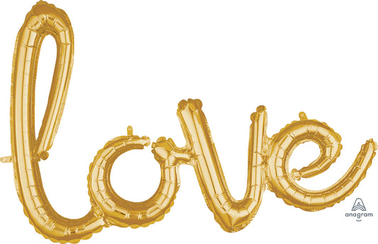 Script Phrase Love Gold 31" x 21" - (Single Pack)