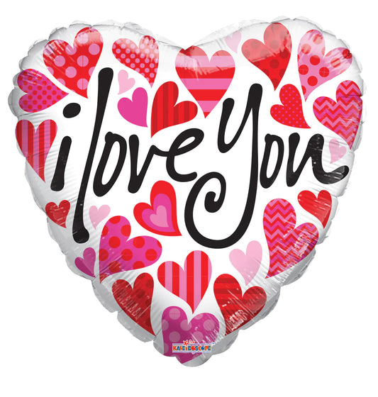 18″ I Love You Many Hearts On White - (Single Pack)