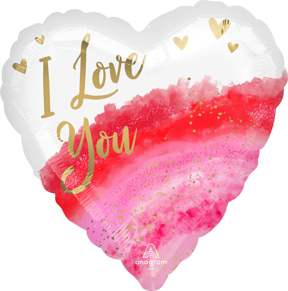 Geode Watercolor Love 17" - (Single Pack) HEART