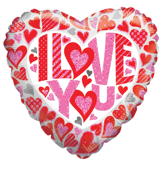 18″ Ily Glitter Hearts Ho - (Single Pack)