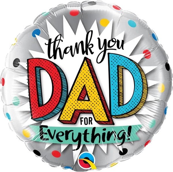 Thank You Dad For Everything Round Foil Balloons 18 in.